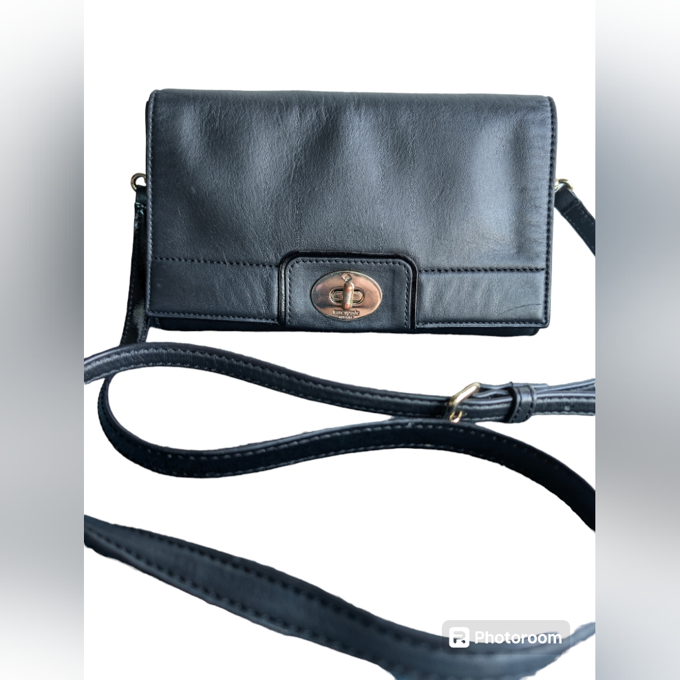Kate Spade Juliana Hampton Road Black Leather Crossbody Purse